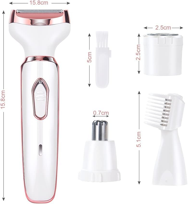 Depiladora Electrica Mujer,Rasuradora Mujer, Portátil Sin Dolor 4 En 1 Navaja De Afeitar Para Mujeres, USB Recargable,Afeitadora femenina sin dolor para el vello facial, cejas, axilas y zona del bikini. (rosa)