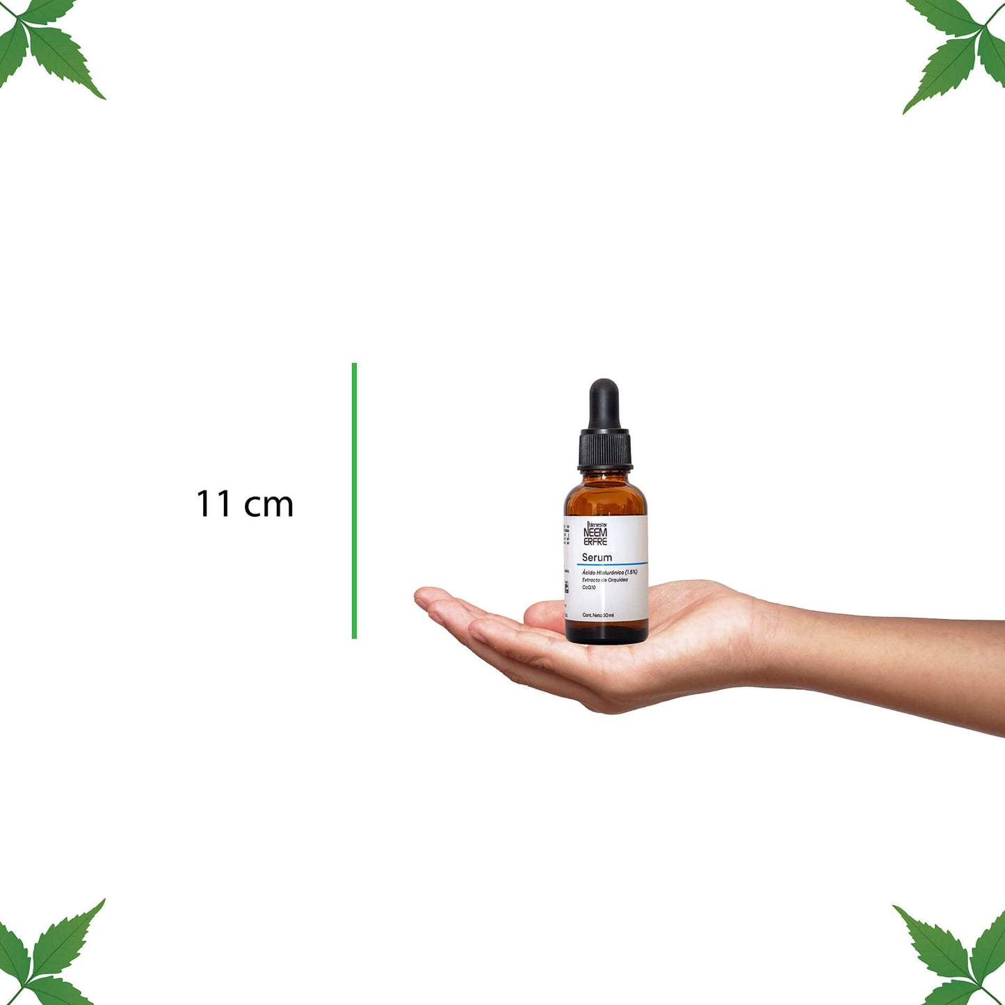 bienestar NEEM ERFRE Serum de Ácido Hialurónico al 1.5% + Coenzima Q10 + Escualano + extracto de orquídea | 93% ingredientes de origen natural | Hidrata y revitaliza tu piel, rápida absorción | 60ml (Paq de 2)