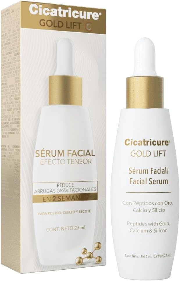 CICATRICURE 4 PACK GOLD LIFT, Crema de Día 50g + CICATRICURE GOLD LIFT, Crema de Noche 50g + CICATRICURE GOLD LIFT Serum Facial con EFECTO TENSOR 27ml + CICATRICURE GOLD LIFT, Ojos y Boca 15g