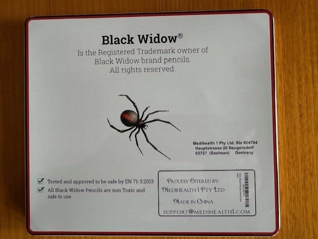 Lápices de colores Black Widow para adultos, 24 lápices de colores para libros de colorear para adultos, juego de lápices de colores para adultos, lápices de colores de cera suave (juego de araña)
