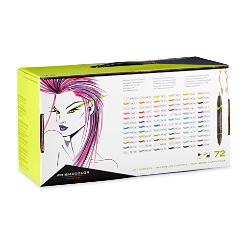 Prismacolor marcadores de arte premier con doble extremos, punta de cepillo y punta fina, set de 72 colores variados (1773303)