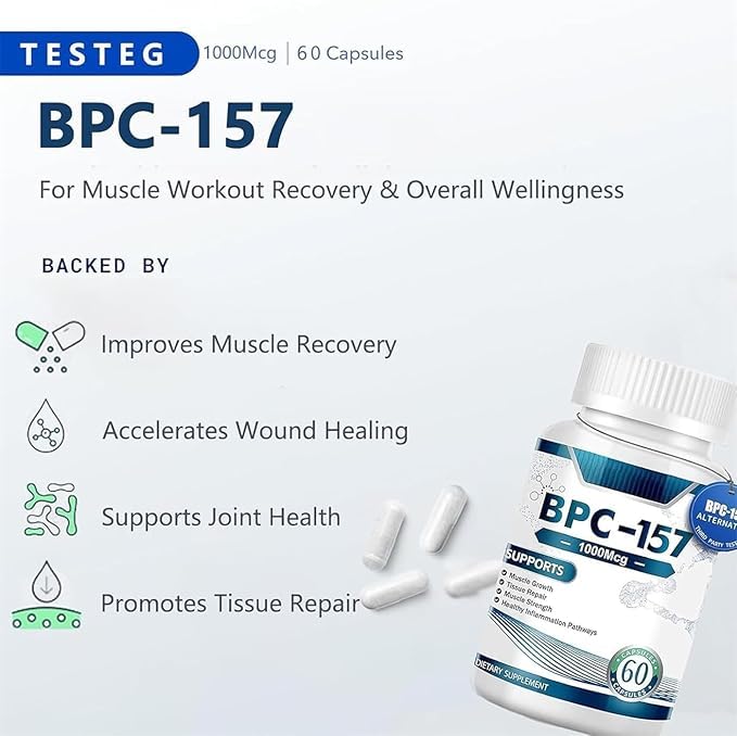 BPC-157 Peptide Capsules, New Protective Compound 157, 60 Capsules