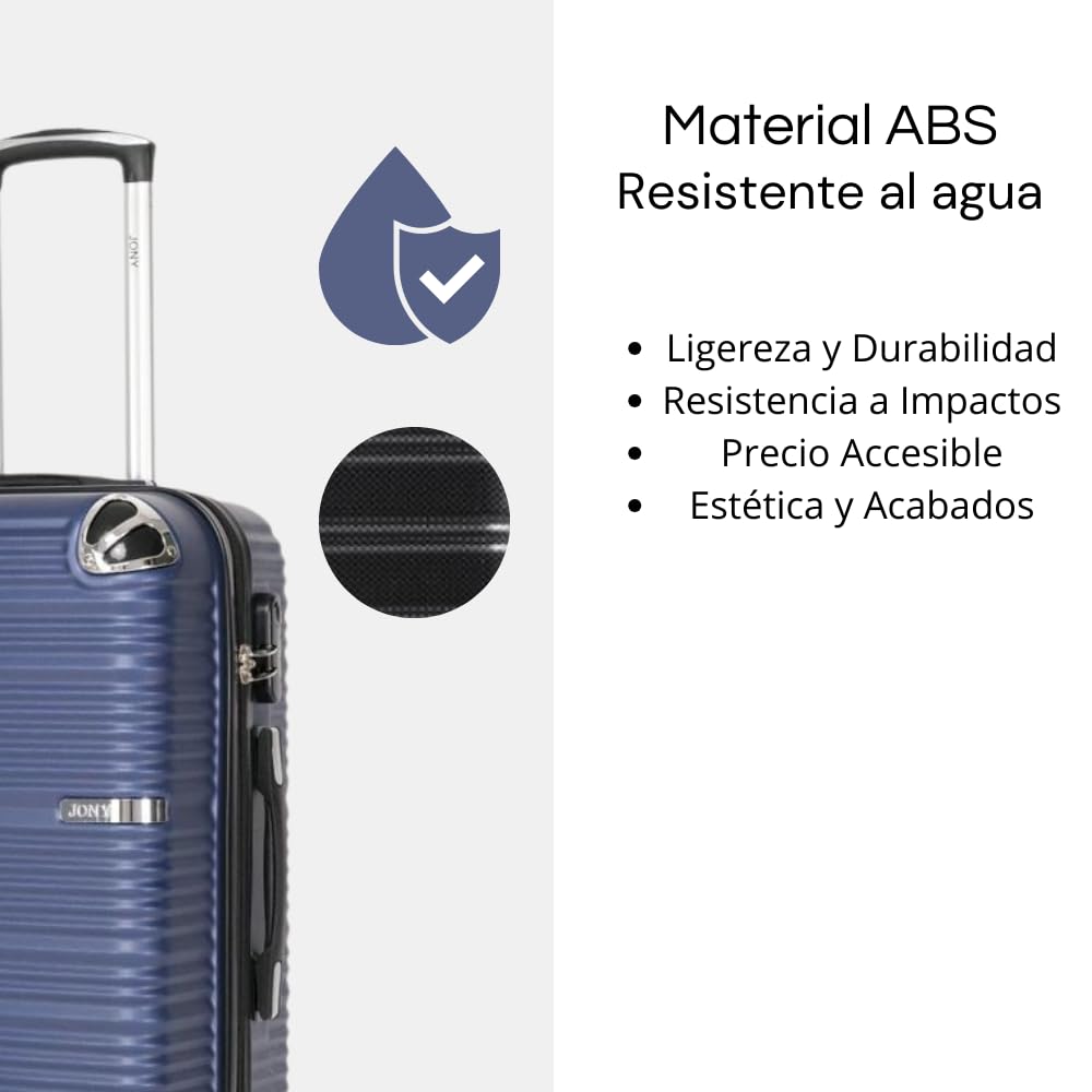 Maleta de Mano JONY Carry On Rigida Resistente Ruedas Giratorias 360 Mango Expandible ABS Candado de Seguridad (azul rayado)