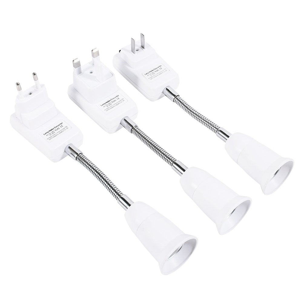GLOGLOW Adaptador de Enchufe E27 Interruptor de Encendido/Apagado E27 Enchufe de bulbos de lámpara Tornillo Socket Socket Adapter Converter Extensores de Cable de extensión Flexibles(US Plug)