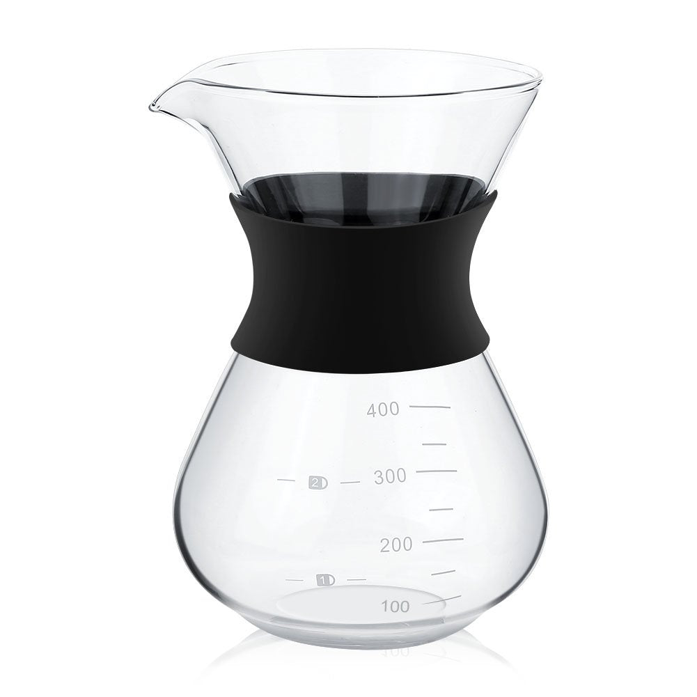 Cafetera, cafetera de Vidrio con Filtro Permanente de Acero Inoxidable.Cafetera Manual Dripper 400ml