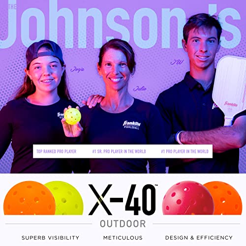 Franklin Sports - Bolas de Pickleball X-40 para Exteriores, aprobadas por Estados Unidos (USAPA) - Paquete de 3 Pickleballs Exteriores - Lava - Bola Abierta de Estados Unidos
