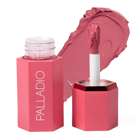 Palladio Rubor Líquido para Mejillas y Labios 2 en 1 Maquillaje, Rubor Facial, Fórmula Liviana en Crema, Resistente a Manchas, Rubor Pigmentado de Larga Duración, Acabado Radiante,Cool Pink