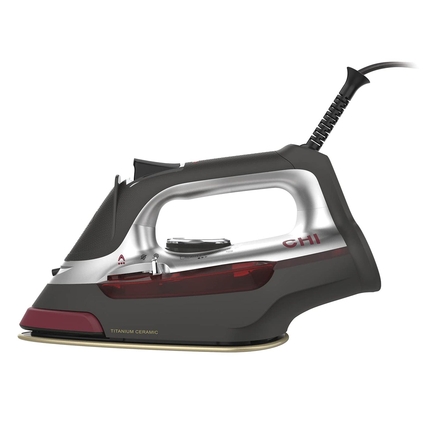CHI Steam Plancha de Vapor 2 en 1 y vaporizador Vertical para Ropa con SteamShot Lente para Ropa con Suela infundida de Titanio, 1200 vatios, Cable de 10 pies (13108), Mediano
