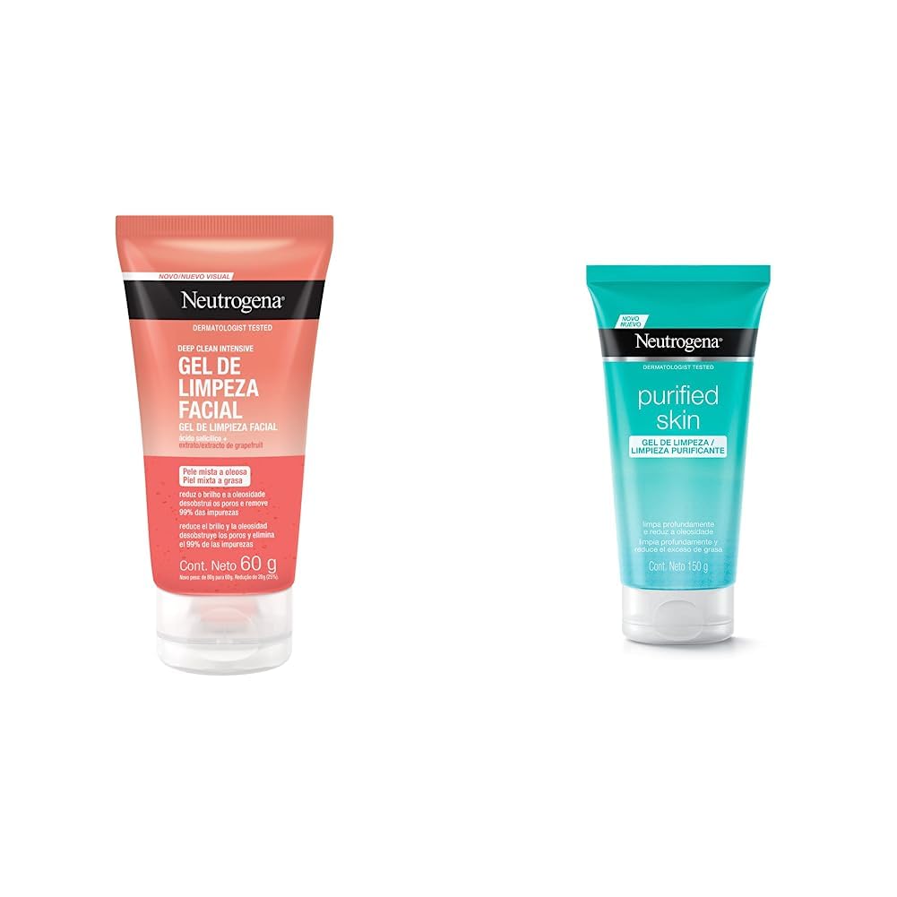 Gel Limpiador Facial Neutrogena Deep Clean Intensive Toronja Ácido Salicílico 60 ml + Gel Limpiador Facial Purified Skin Ácido glicólico 150 g