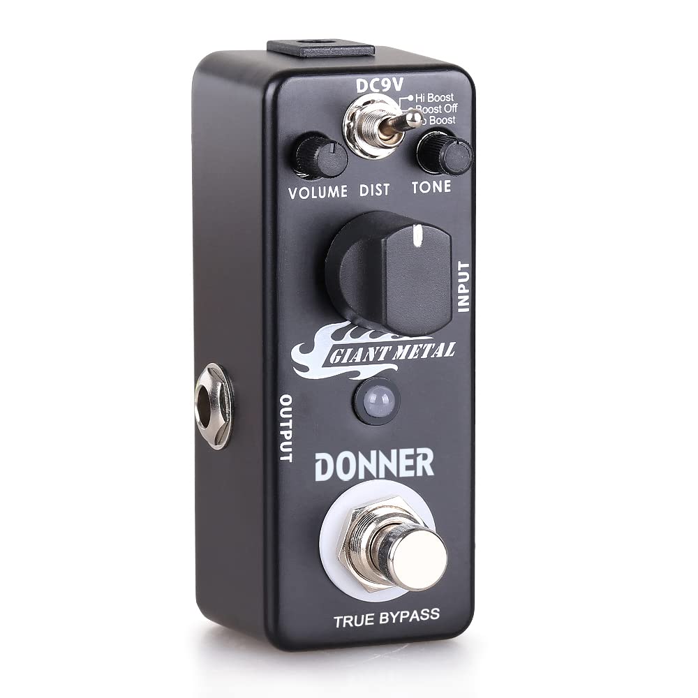 Donner - Pedal gigante de distorsión de metal, distorsión para guitarra eléctrica, pedaleras, 3 modos de derivación real