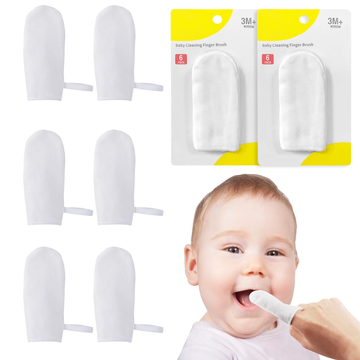 Cepillo de Dientes UPIQNG Beige para Bebé con Gasa y Raspador de Lengua