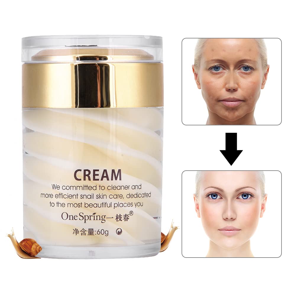 YUYTE Crema Facial de Caracol, Crema Nutritiva para la Piel, Antiedad, Antiarrugas, Hidratante Facial, Extracto de Caracol, Crema de Día Y de Noche para Tensar la Piel (60 G)