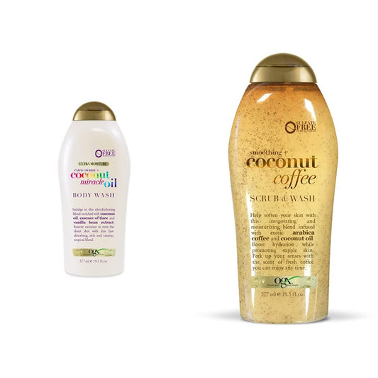 Body Wash Humectante OGX Aceite de Coco y Café Exfoliante
