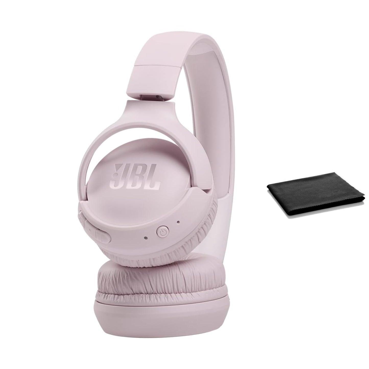JBL Tune 510BT: Auriculares inalámbricos Bluetooth en la oreja con sonido Purebass - con paño de limpieza (rosa, estándar), JBLT510BT-tela negra