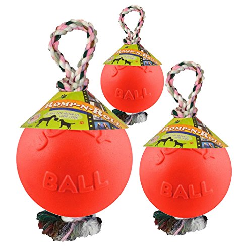 Jolly Pets Romp-n-Roll - Juguete de Cuerda y Bola para Perro, 20,32 cm, Color Naranja