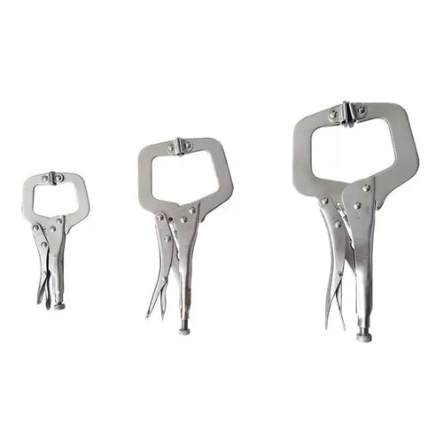 Pinza de Presión Tipo "C" Autoajustable de Metal, Seguridad Juego de 3 Piezas 17 cm, 23 cm, 27 cm
