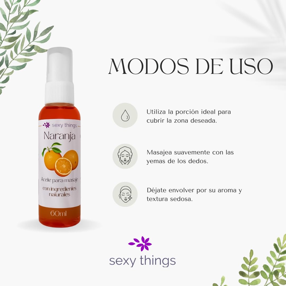 Aceite para Masaje Sexy Things Naranja Ideal para Relajación en Pareja 60ml