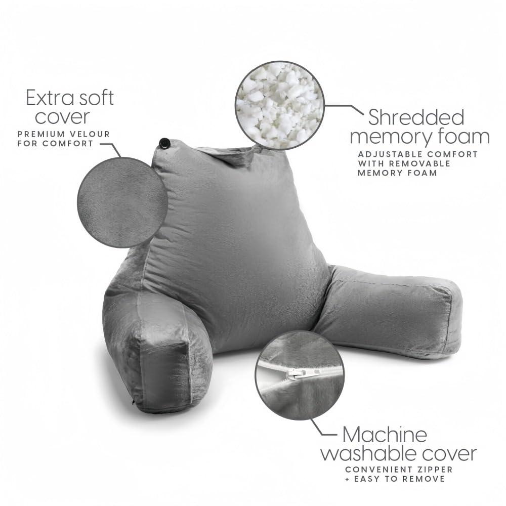 Almohada de Respaldo MIYIHA Azul con Reposabrazos Ideales para Leer y Descansar