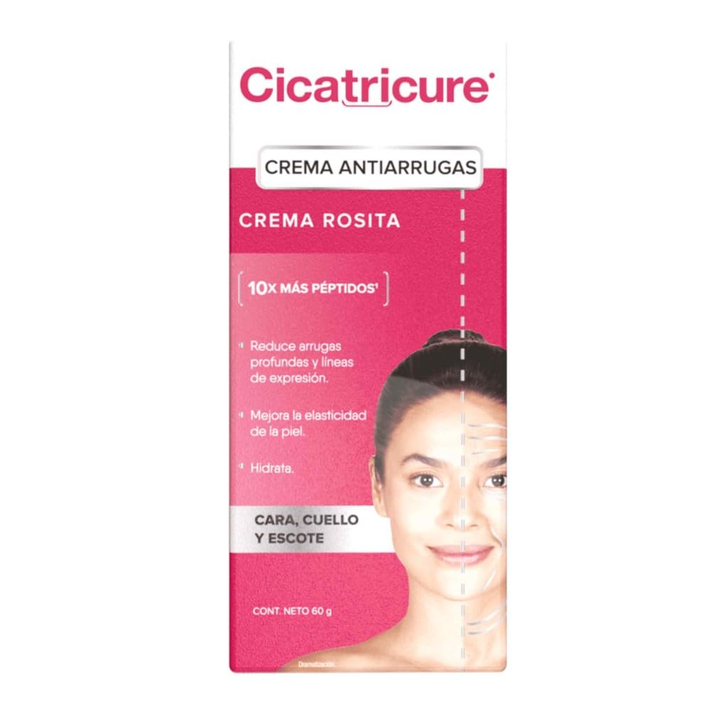 CICATRICURE - Crema Anti-Arrugas. Reduce arrugas y líneas de expresión en cara, cuello y escote, hidrata y contrarresta signos de envejecimiento, presentación de 60g