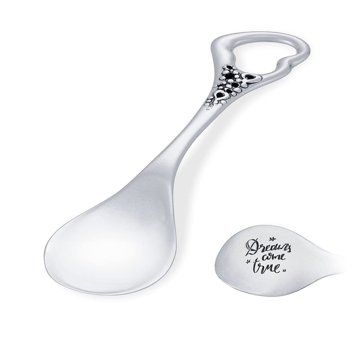 AMBEDORA Pequeña Cuchara de Plata con Grabado, Plata 925 Pulida, Idea de Regalo para Cumpleaños, Aniversario de Boda o Bautizo