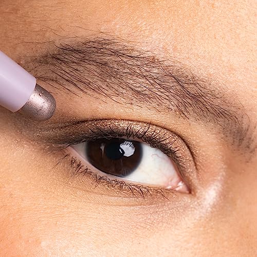Palladio Barra de sombra de ojos impermeable con esponja mezcladora, aplicación duradera y sin esfuerzo, Silver Mauve Shimmer