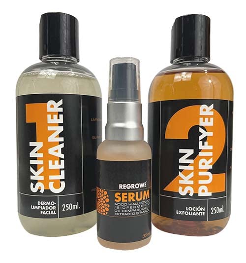 Regrowe - Skincare Kit - Jabon - Exfoliante - Serum - Limpieza profunda, remueve impuerzas, reduce lineas de expresion, suave con la piel, promueve regeneracion celular, hidrata, revitaliza, anti edad, calma y repara tu piel