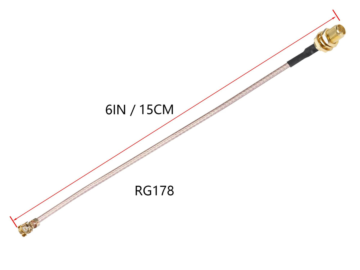 Cable Coaxial POBADY RP-SMA Hembra 6 Pulgadas Baja Pérdida para Routers y Tarjetas de Red Wi-Fi