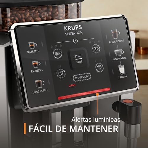 Krups Maquina de Espresso Super Automática Sensation, es como un barista en casa con resultados profesionales en cada taza, Prepara capuchinos y espressos facil y rapido, EA910EMX