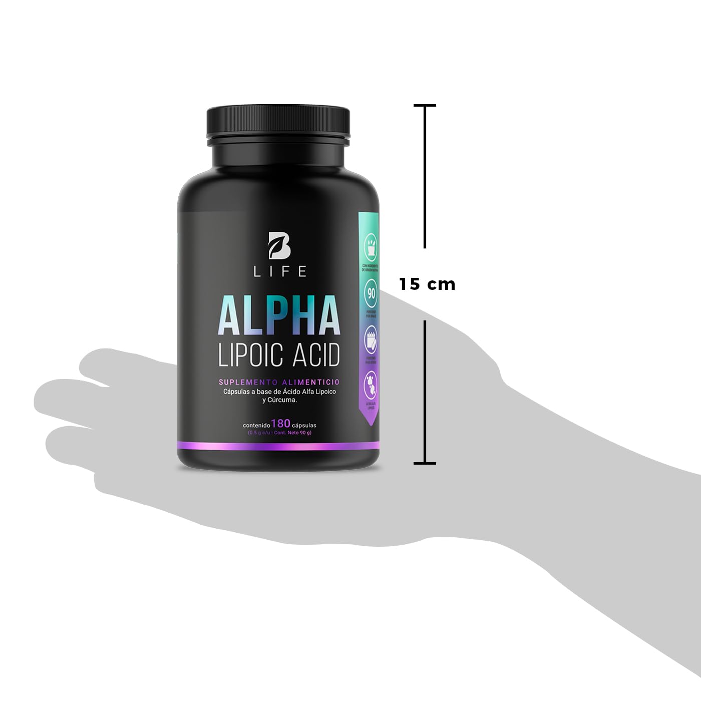 Ácido Alfa Lipoico Cápsulas B Life con Cúrcuma 1000 mg Ingredientes Naturales