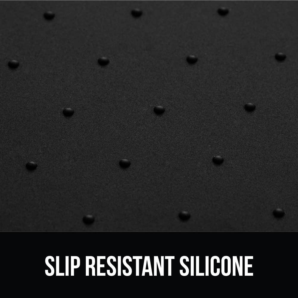 Gorilla Grip 100% Impermeable con Borde Elevado, Alfombrilla de alimentación de Silicona para Mascotas, sin BPA, Las Alfombrillas para Comida para Perros y Gatos contienen derrames, 16x10, Black