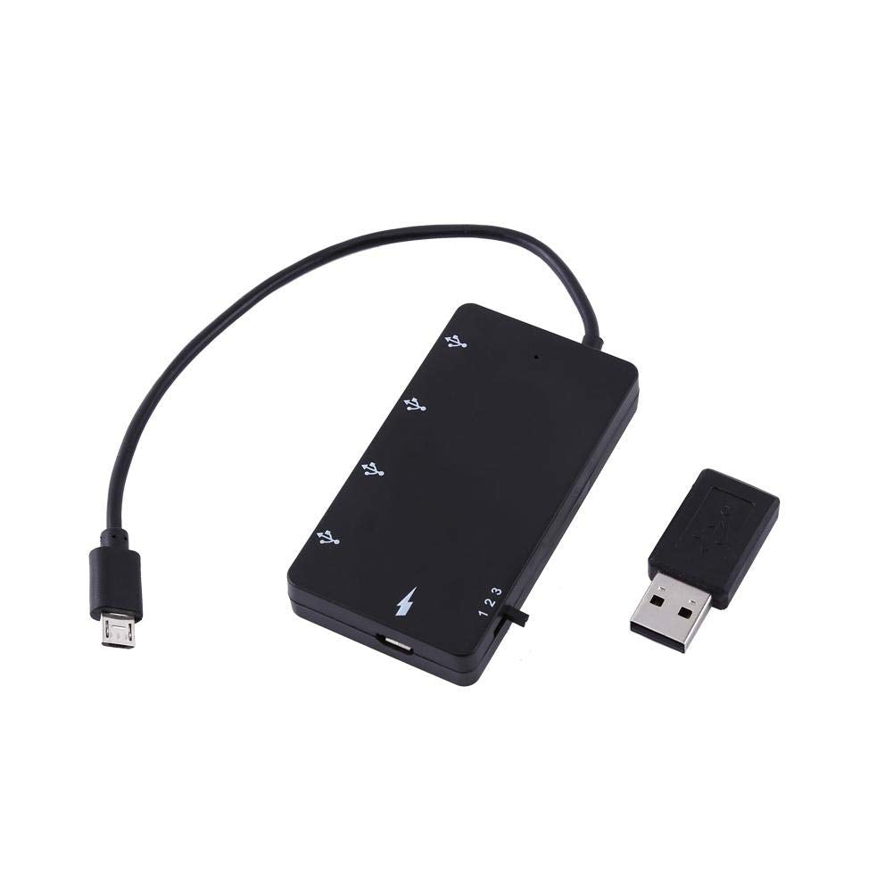 Adaptador OTG Tangxi Negro 4 Puertos USB 2.0 HUB con Lector de Tarjetas