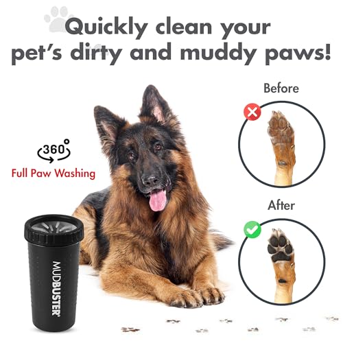 Dexas MudBuster - Limpiador portátil para patas de perro, mediano, negro mate, edición especial (PW71025-22WP)