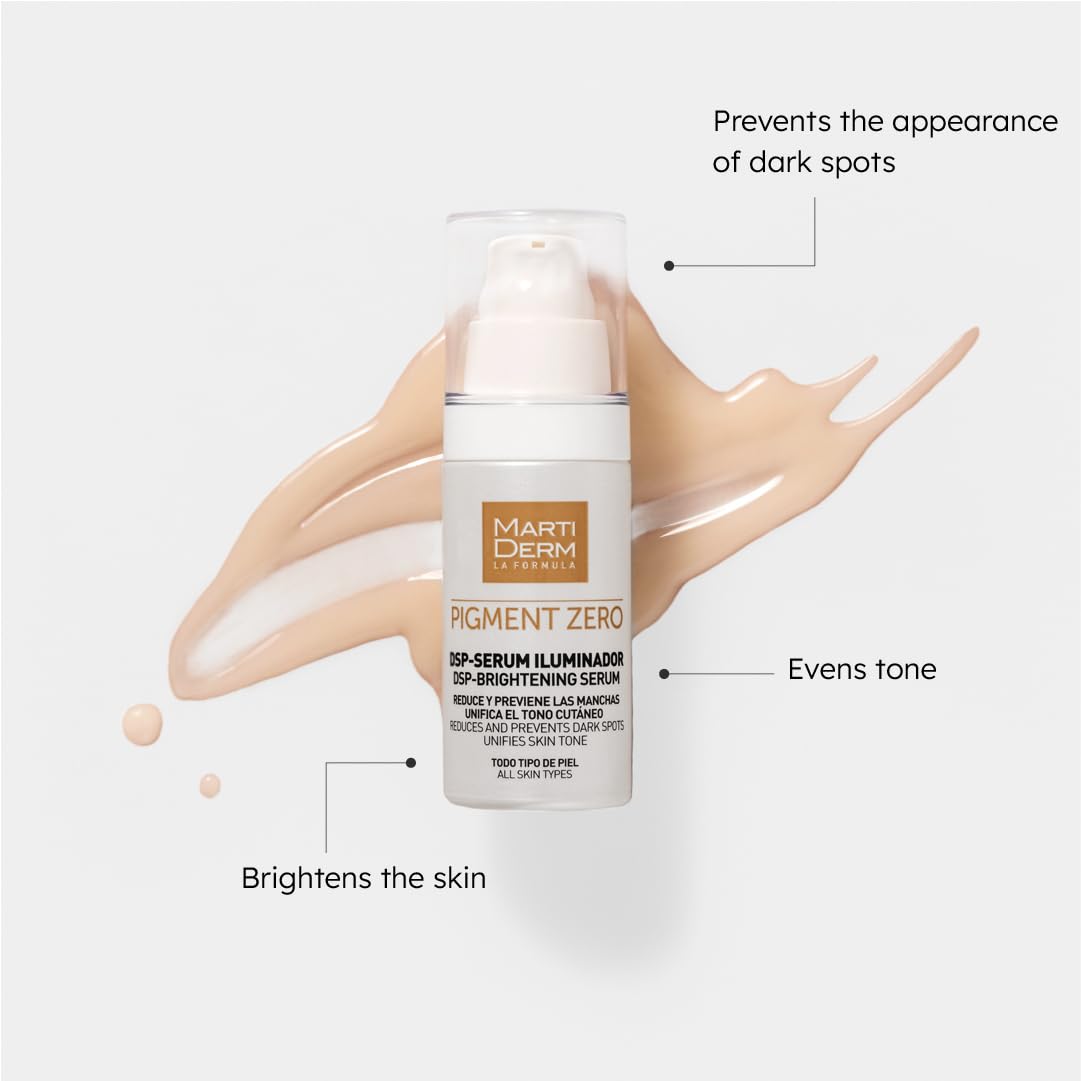 MartiDerm Pigment Zero DSP Sérum facial iluminador despigmentante Suero facial previene y reduce las primeras manchas. Hexilresorcinol + Genisteína + Ácido fítico - 30 Ml