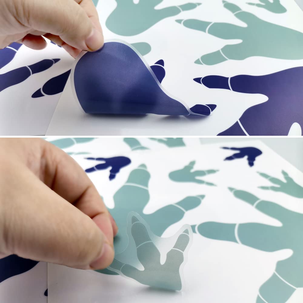 FAZHBARY - 45 pegatinas de huellas de dinosaurios para pared, pies de dinosaurio, calcomanías de vinilo para recámara, guardería, escuela, baile, estudio de decoración