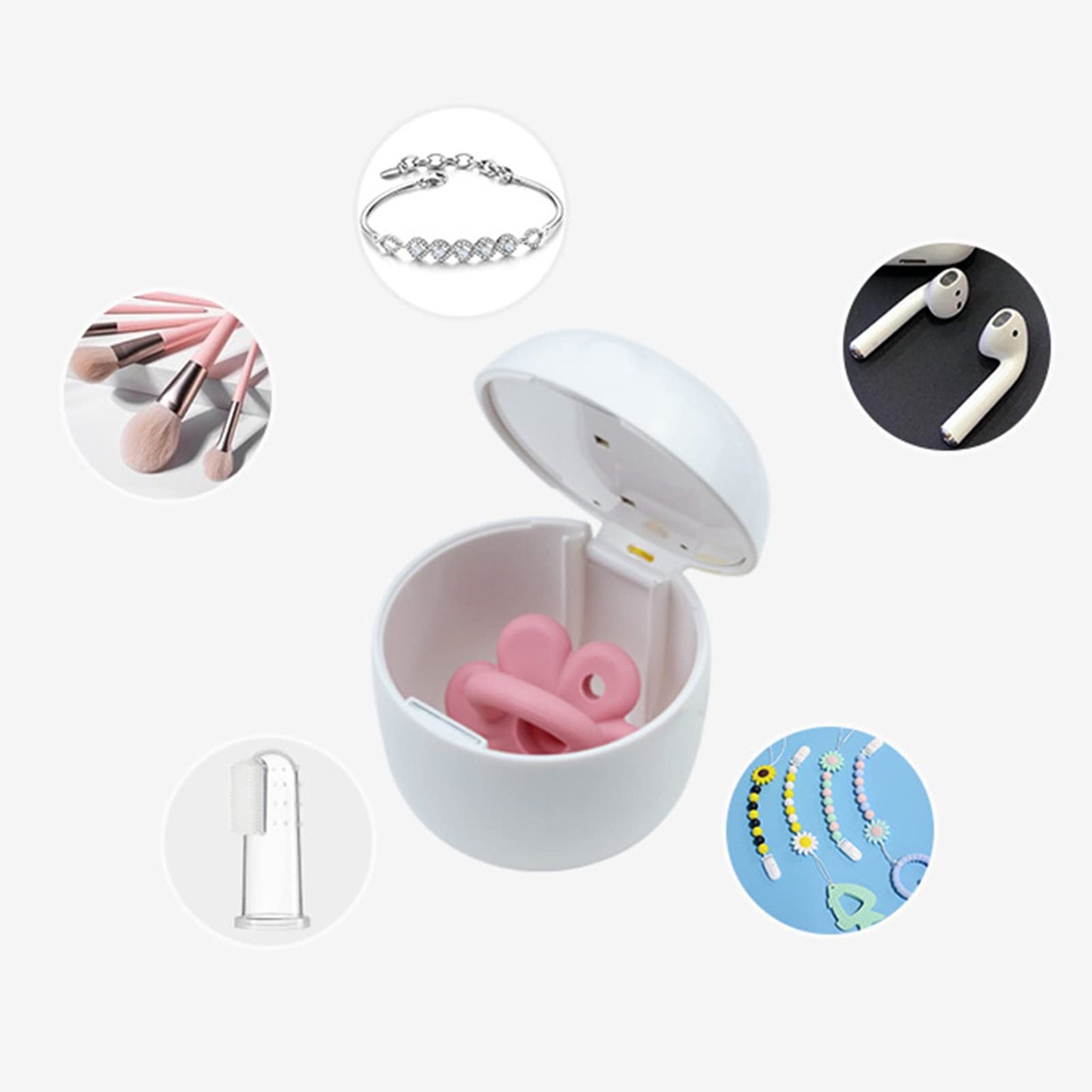 Caja de Esterilización de Chupete UV, Mini Desinfectante Portátil Recargable con Alta Eficiencia para Pezones de bebé ()
