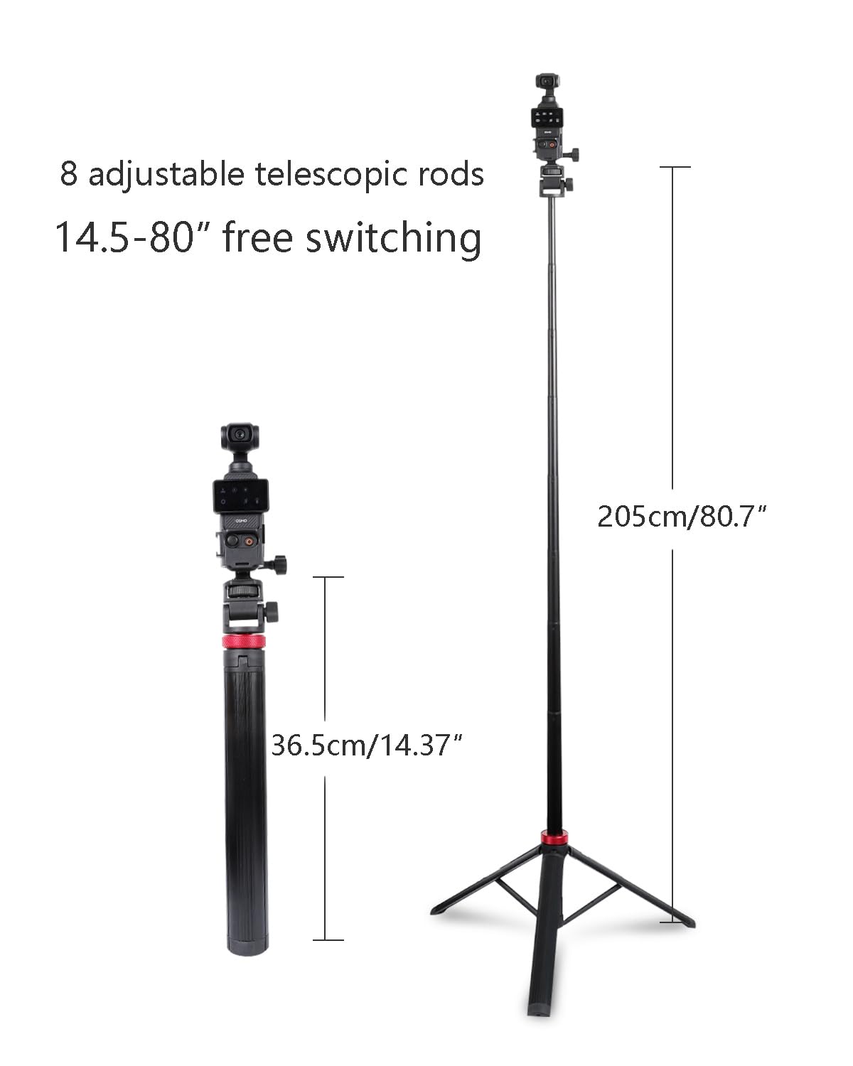 Leenconghui - Trípode y palo para selfie de 80 pulgadas para DJI Osmo Pocket 3, accesorio de trípode expandible para DJI Osmo Pocket3