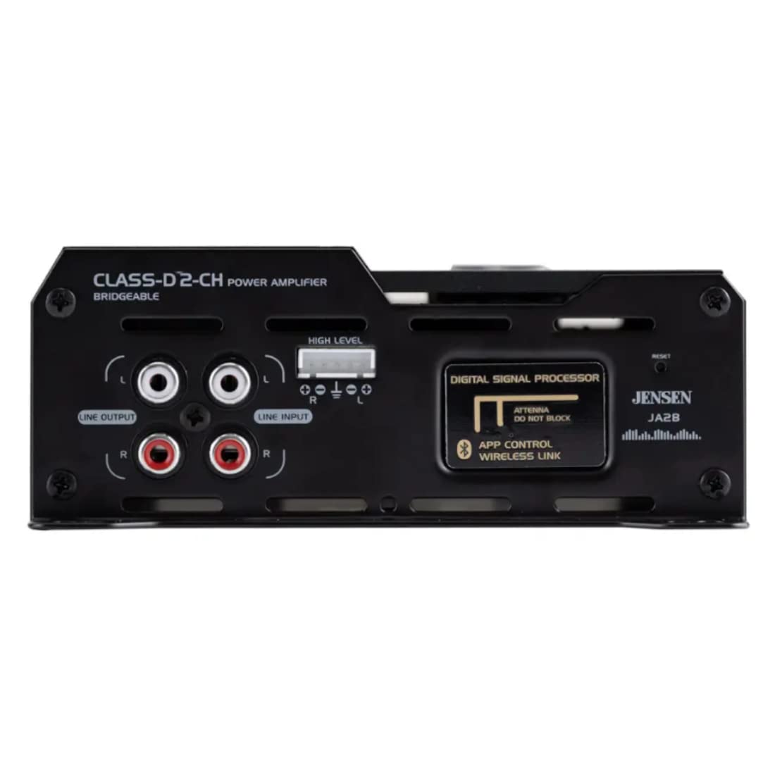 Jensen JA2B 225W RMS 2 canales Clase D amplificador compacto de audio para coche con DSP