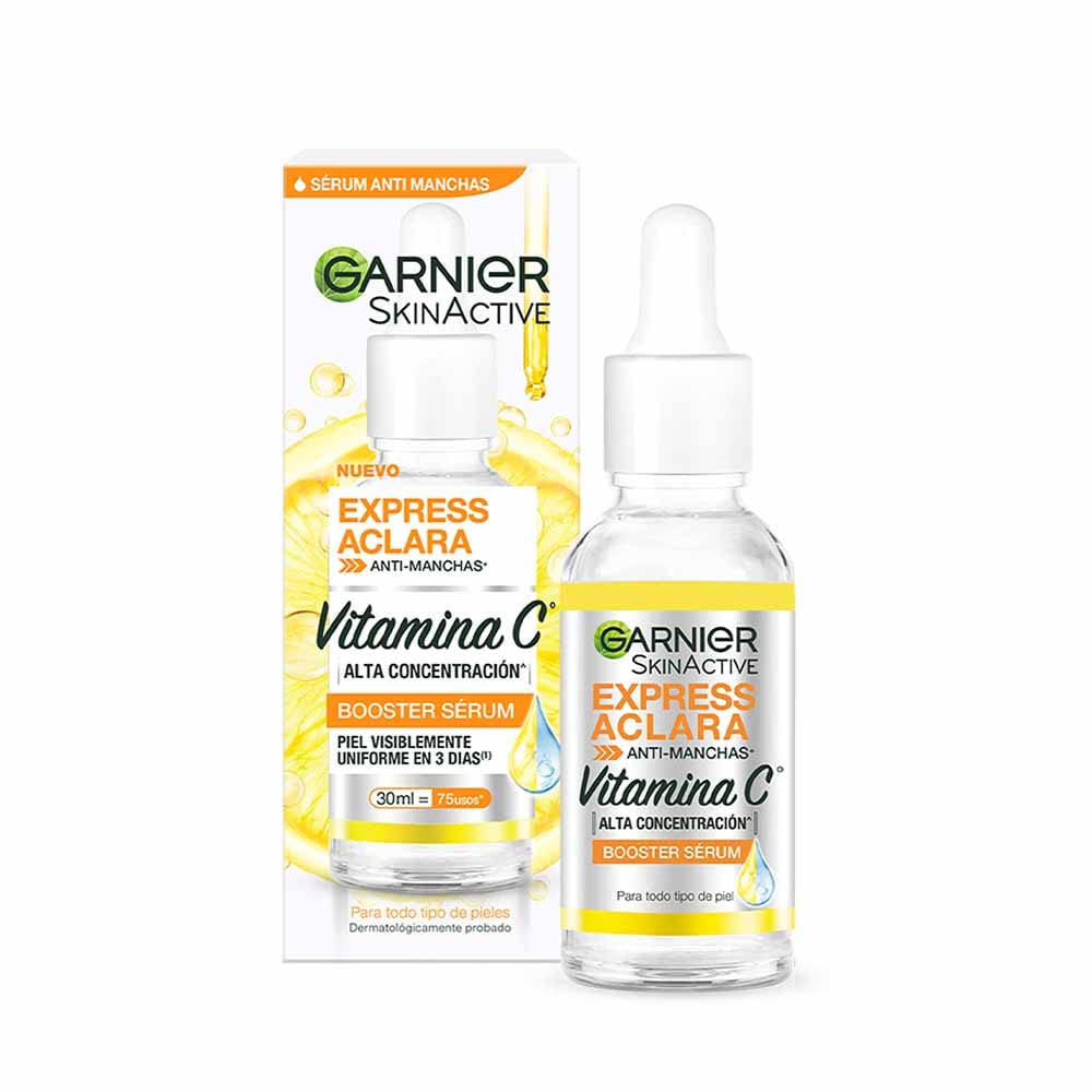 Garnier Skin Active Kit Micelar Todo en 1 400ml y 100ml + Express aclara booster serum anti manchas con vitamina c - 30 ml Serum