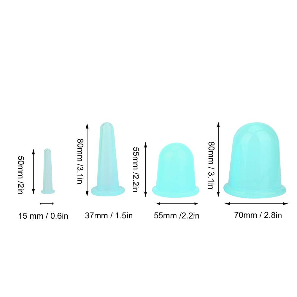 Rotekt Juego De 4 Piezas Kit De Ventosas De Masaje Facial De Silicona Vaso De Ventosas Lifting Reafirmante De La Piel Facial(03)