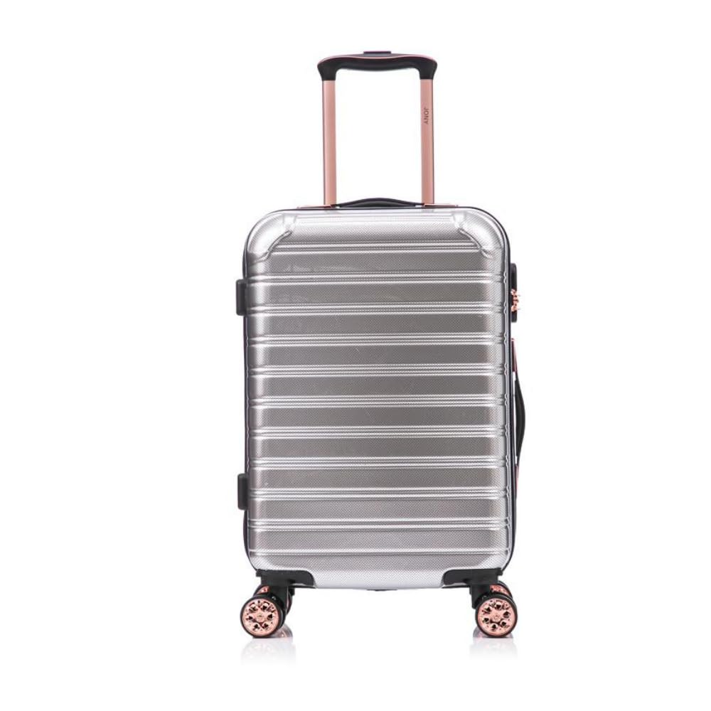 Maleta de Mano JONY Carry On Rigida Resistente Ruedas Giratorias 360 Mango Expandible ABS Candado de Seguridad (SILVER)