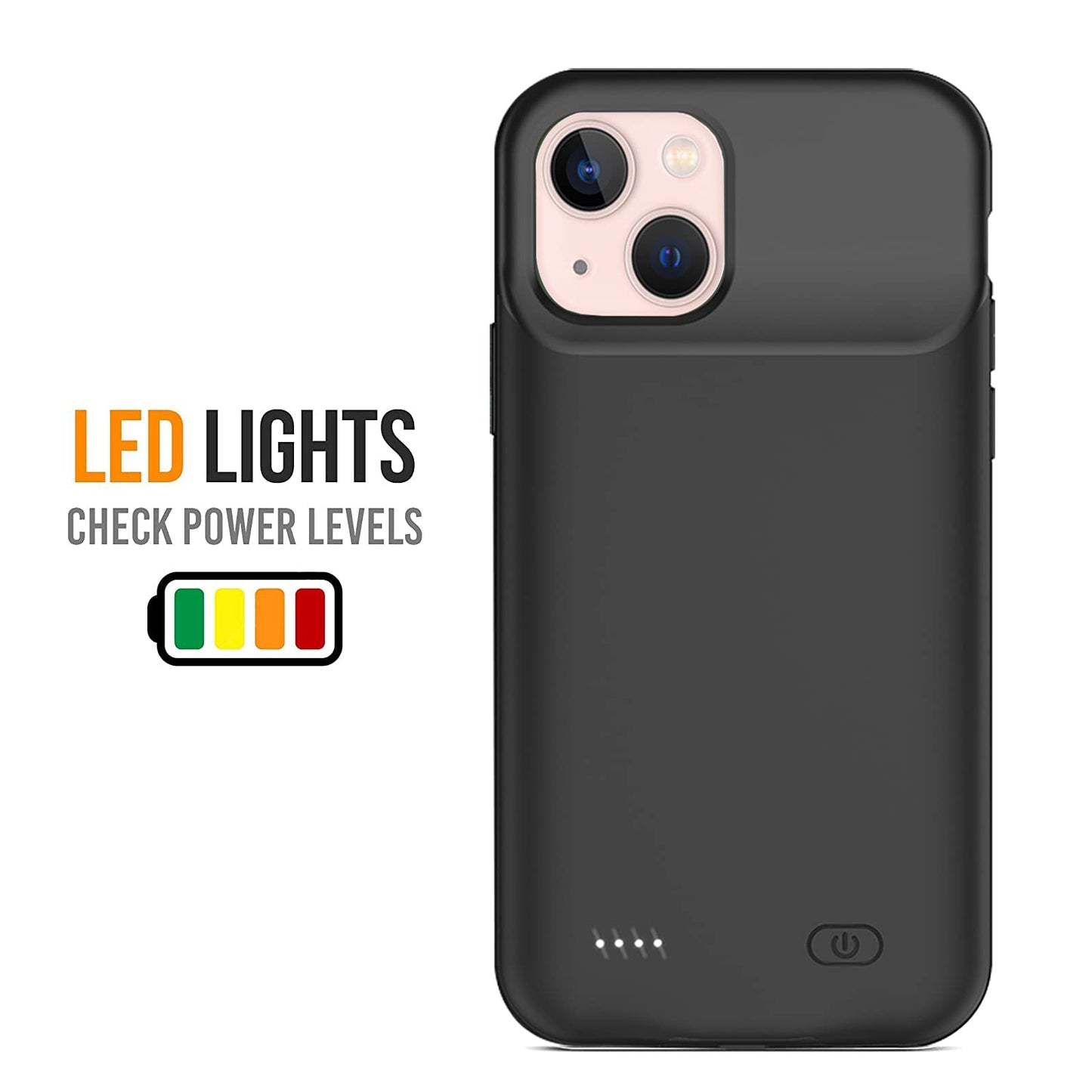 BOVSRT - Funda de batería para iPhone 13 Mini, 6500 mAh, delgada, recargable, inteligente, de carga extendida, con alta capacidad, protección de alto impacto, color negro