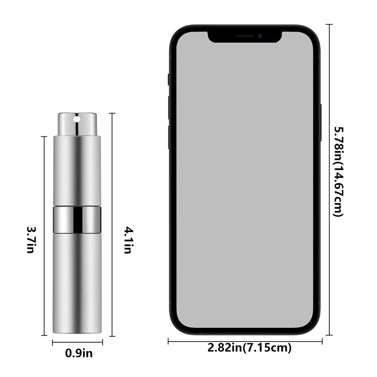 Lil Ray - Botella atomizadora recargable de viaje de 8 ml (5 piezas) mini pulverizador portátil para colonia (3 negro mate y 2 platas)