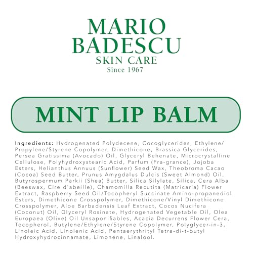 Mario Badescu Bálsamo labial para labios secos y agrietados, paquete trío que incluye menta, rosa y humectante original, cuidado ultra nutritivo para una sensación suave, tersa y flexible, 3 unidades