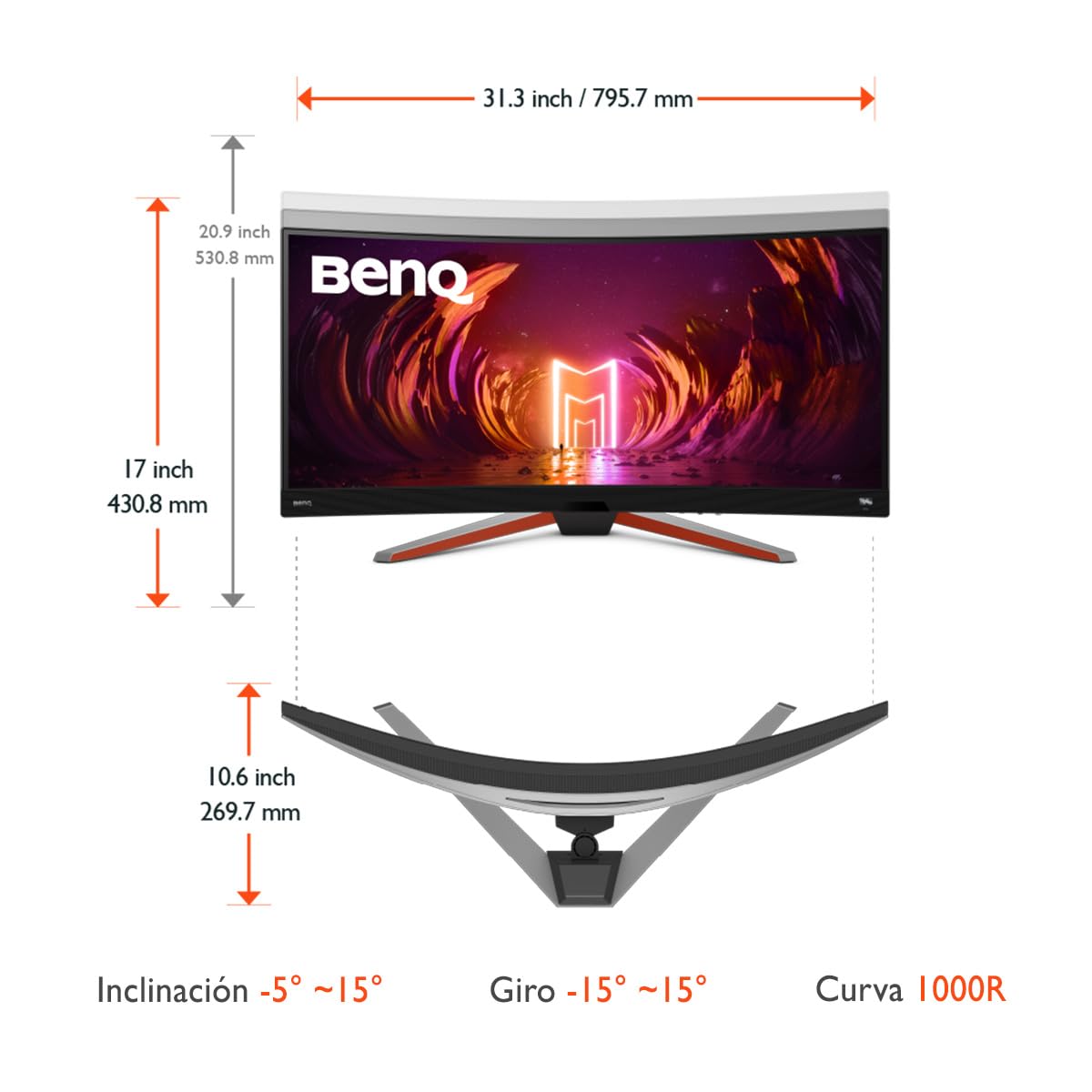 BenQ EX3410R MOBIUZ 34" 1ms 144Hz Monitor Curvo Ultra Ancho para Juegos