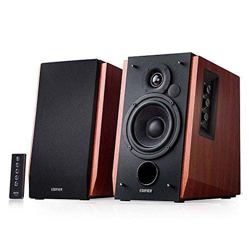 Edifier Bocinas Bluetooth para estantería, R1700BT monitores Activos de Estudio de Campo cercano, bocinas alimentadas 2.0, configuración de Caja de Madera, 66 W RMS