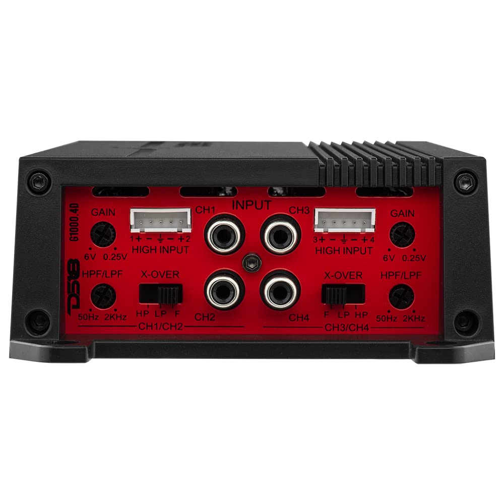 Amplificador de Coche DS18 Gen-X Rojo Clase D 4 Canales Compacto 1000 Vatios 2/4 Ohmios Estable y Puenteable