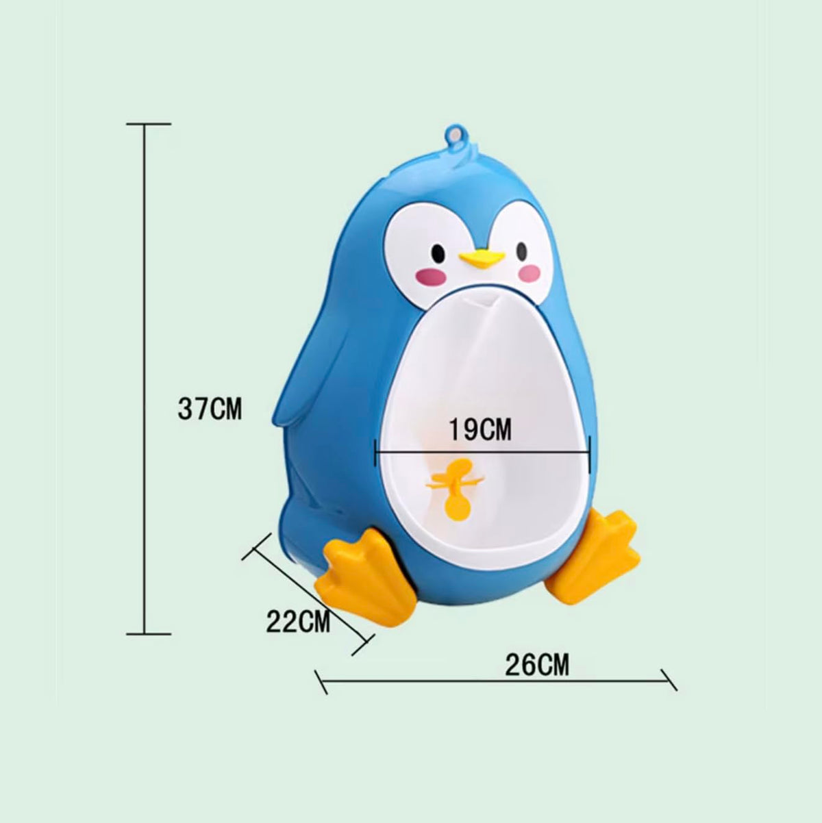 Dear Mia Little Liz | Mingitorio Urinario Infantil Pingüino para Niños | Orinal de Entrenamiento Montado en Pared o Piso | Baño Portátil (Azul)