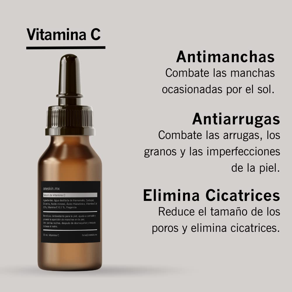 Oneskin Kit Ácido Hialurónico & Vitamina C Para Hombre & Mujer | 30ml cada Sérum| Regeneradora, Hidratante, Antimanchas y Antiarrugas | Fórmula mejorada | Skincare routine para Hombre