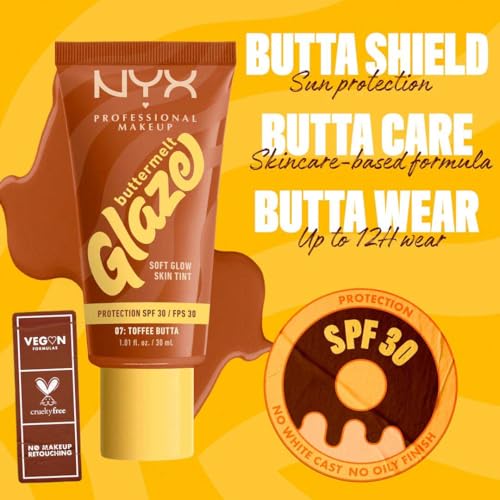 Tinta de Maquillaje Glaze Tint con SPF 30 de Nyx Professional Makeup, Tono Toffee Butta (Café)