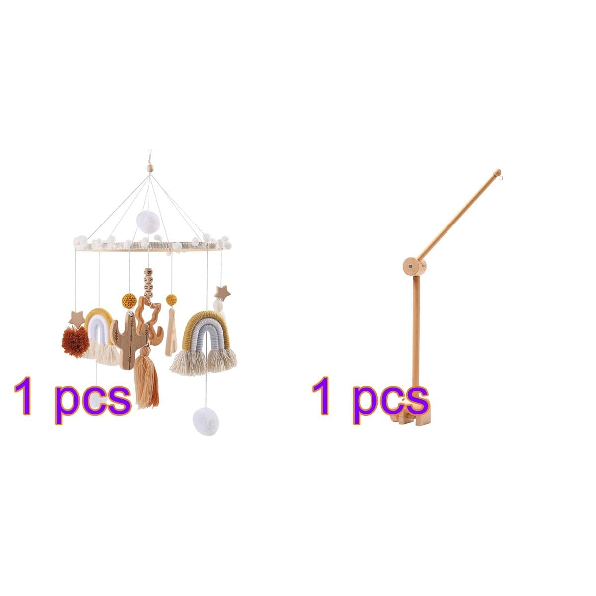 Lindo móvil para cuna con brazo móvil para cuna de bebé, soporte móvil para cuna de bebé, soporte móvil para cuna – Móvil neutro de género para decoración de guardería, accesorio móvil para cuna de bebé para decoración de guardería